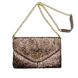 Aldo Gold Glitter Clutch Crossbody Sparkle Crossbody Bag Gold Chain Convertible